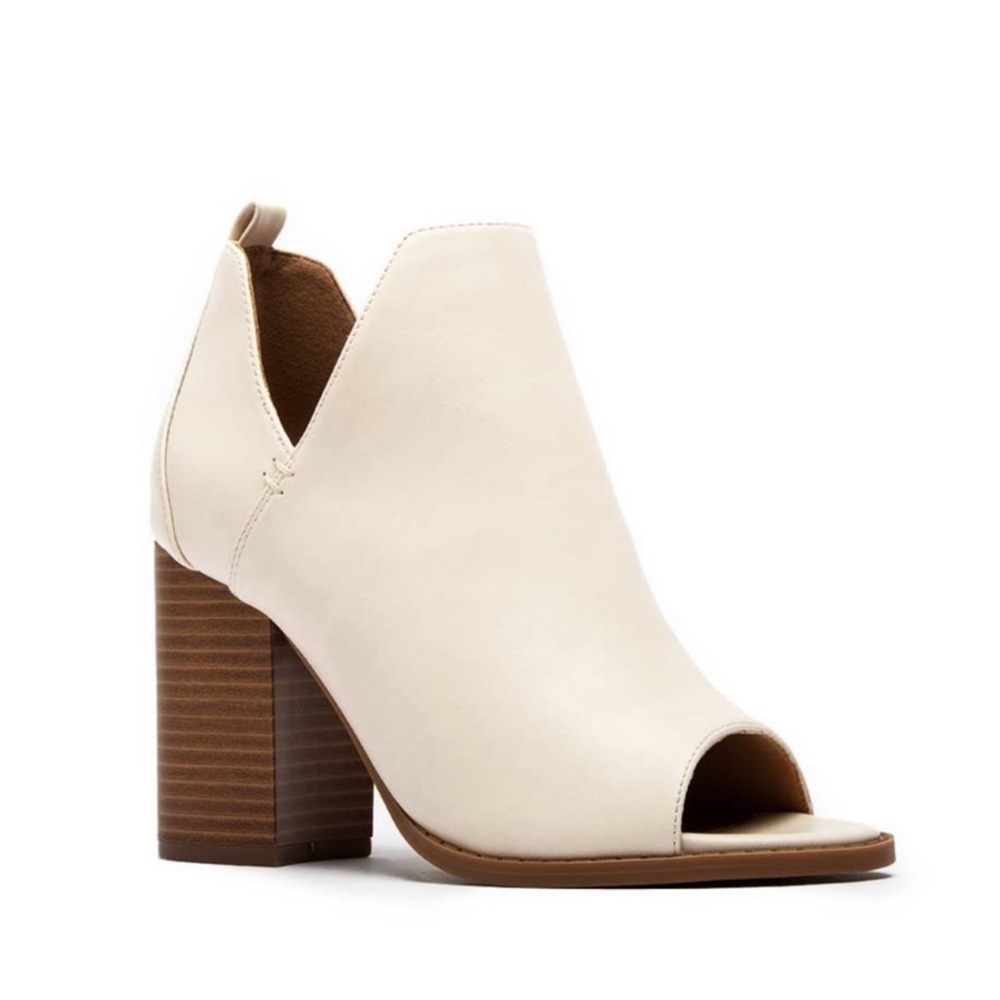 Open Toe Ankle Booties with Side Cutout